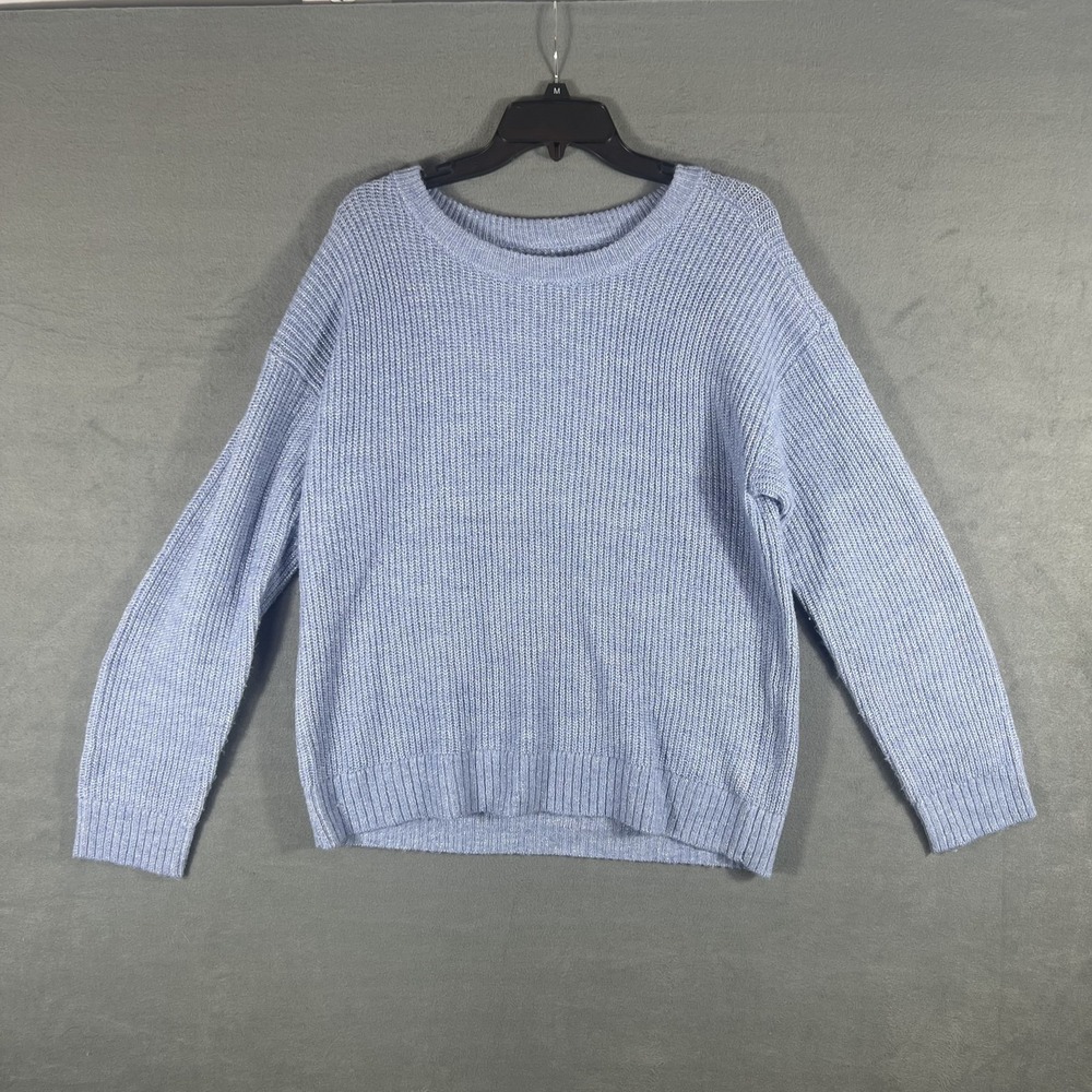 SO Women's Periwinkle Blue Ribbed Knit Sweater Plus Size 20 Relaxed Fit Metallic